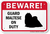 Beware Guard Maltese On Duty Sign