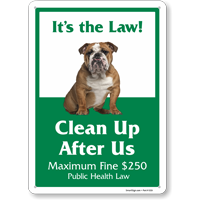 Clean Up After Us Fine 250 Public Health Law Dog Poop Sign