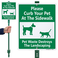 Curb Your Pet At The Sidewalk Sign