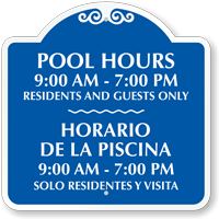 Customizable Bilingual Pool Hours Signature Sign