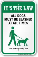 Dog Leash Sign For Arkansas