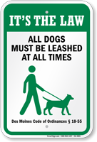 Dog Leash Sign For Iowa