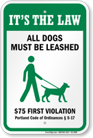 Dog Leash Sign For Maine