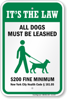 Dog Leash Sign For New York