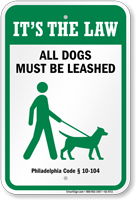 Dog Leash Sign For Pennsylvania
