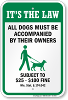 Dog Leash Sign For Wisconsin