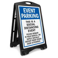 Event Parking Social Distancing Event Please Remain in Vehicle or Distant from Others BigBoss A Frame Portable Sidewalk Sign