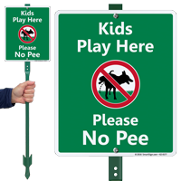 Kids Play Here, Please No Pee LawnBoss Sign