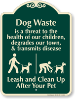 Dog Waste Threat Children Health Clean Up Sign