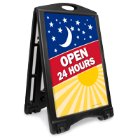 Open 24 Hours A-Frame Portable Sidewalk Sign Kit