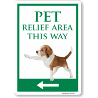 Pet Relief Area This Way Choose Arrow Sign