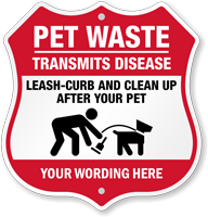 Pet Waste Transmits Disease Custom Dog Poop Shield Sign