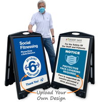 Social Fitnessing And Face Covering Custom Sidewalk Sign