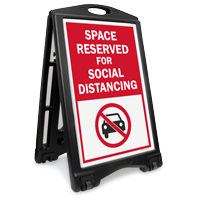 Space Reserved for Social Distancing Do Not Parking Graphic BigBoss A-Frame Portable Sidewalk Sign