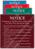 Adhere By New Policy When Entering The School Showcase Sign