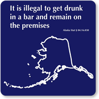 Bar Premises Law Novelty Sign, Alaska State