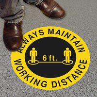 Always Maintain Working Distance Floor Sign