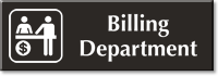 Billing Department Engraved Sign with Billing Counter Symbol