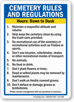 Cemetery Rules And Regulation Rules Sign