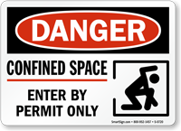 Confined Space Permit Only Danger Sign