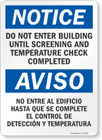Do Not Enter Building Until Temperature Check Completed Sign