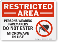 Persons Wearing Pacemakers Restricted Area Sign