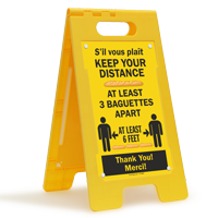 Keep Your Distance At Least 3 Baguettes Apart FloorBoss Sign