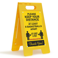 Keep Your Distance At Least 8 Basketballs Apart FloorBoss Sign