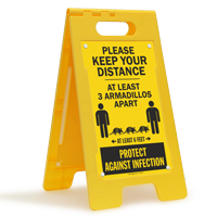 Keep Your Distance At Least 3 Armadillos Apart FloorBoss Sign