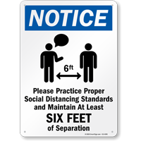 Maintain 6 Feet of Separation Social Distancing Sign