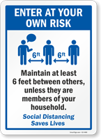 Maintain At Least 6 Feet Distance Pool Rules Sign