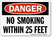 OSHA Danger No Smoking Within 25 Feet Sign