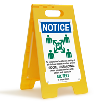 NOTICE: Ensure the Health and Safety of Others Practice Social Distancing FloorBoss XL™ Floor Sign
