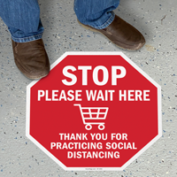 Stop   Please Wait Here, Thank You for Social Distancing