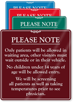 Patients Allowed In Waiting Area Visitors Wait ShowCase Sign