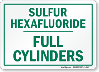Sulfur Hexafluoride Full Cylinders Sign