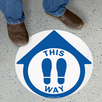 This Way With Footprints Symbol SlipSafe Floor Sign