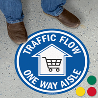 Traffic Flow One Way Aisle SlipSafe Floor Sign