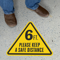 Triangular 6 ft.  Please Keep a Safe Distance Sign