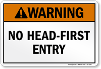 Utah No Head First Entry Pool Warning Sign