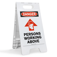 Danger Persons Working Above Fold Ups® Floor Sign