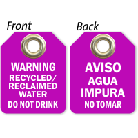 Bilingual Recycled/Reclaimed Water Do Not Drink Double Sided Tag