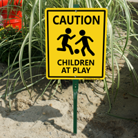 Caution Children At Play Stake Sign