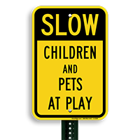 Children And Pets At Play Sign