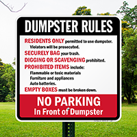 Dumpster Rules Sign