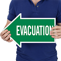 Evacuation, Left Die-Cut Directional Signs