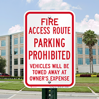 Fire Access Route, Vehicles Towed Away Signs