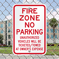 Fire Zone, No Parking Signs