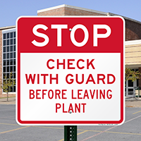 Stop Check with Guard Traffic Security Sign