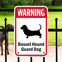 Warning Basset Hound Guard Dog Guard Dog Sign